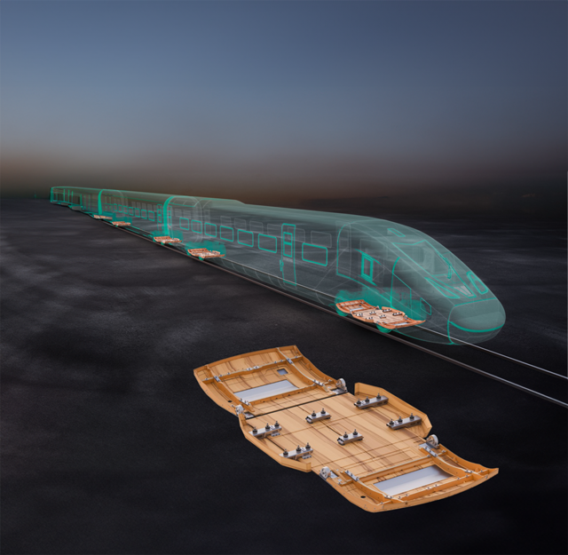 Fahrwerksverkleidung im Hochgeschwindigkeitszug
Für Siemens Mobility wurde eine einzigartige Fahrwerks- verkleidung für Hochgeschwindigkeitszüge entwickelt. Die Furnierholz-Materialkonstruktion reduziert den Luftwider- stand und ermöglicht damit eine Energieersparnis gegenüber bisherigen Lösungen um 15%. | Foto: Siemens