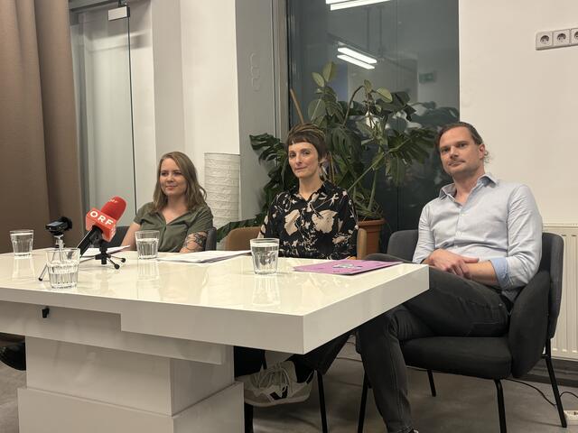 Berichten über das Prüfjahr 2023 (v.l.): "Homebase"-Teamleiterin" Katharina Sturm, Bereichsleiterin Suchtprävention Bettina Hölblinger und Laborverantwortlicher Anton Luf (alle "Checkit!"). | Foto: Johannes Reiterits/MeinBezirk