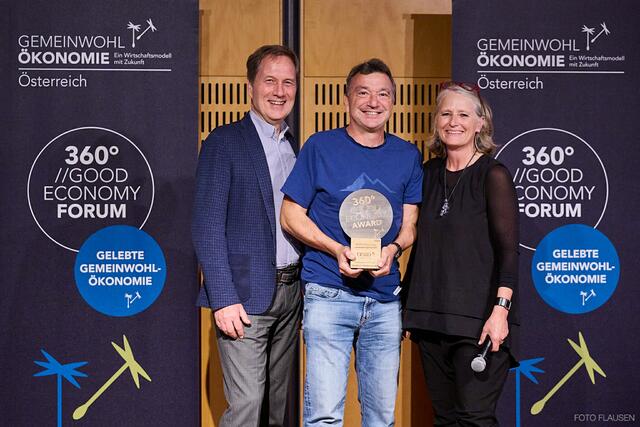 Bild v.l.n.r.: Bundesverband Gemeinwohl-Ökonomie Österreich Obmann Gebhard Moser, 360° NETZWERK-Leiterin Sabine Lehner. © FOTO FLAUSEN | Foto: © GWÖ 360° FORUM, FOTO FLAUSEN