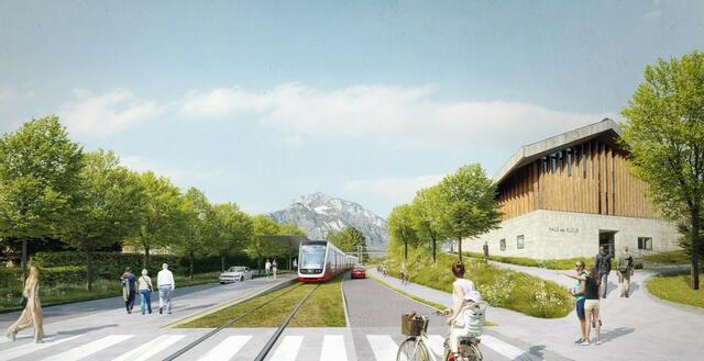 Am 10. November wird über das Schicksal des Personennahverkehrsprojektes S-Link in Salzburg eine Umfrage durchgeführt. Bild: Eine neue Visualisierung des geplanten S-Link-Streckenverlaufs in Anif. Der Durchzugs-Verkehr soll vom Autobahnkleeblatt bis zur Richterkurve unterirdisch geführt werden. | Foto: Franz Neumayr