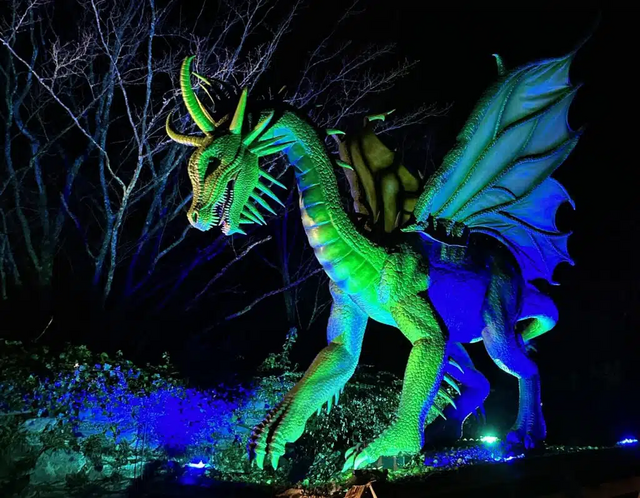 Im Schloss Neugebäude sind die Drachen in einem Lichtpark. | Foto: Schloss Neugebäude