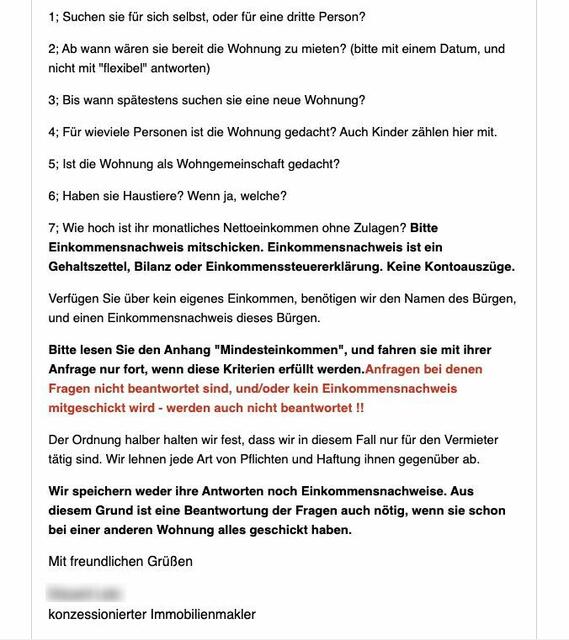 Jonas wurden sieben Fragen gestellt, mit der Bitte, den Einkommensnachweis zu schicken.  | Foto: zVg