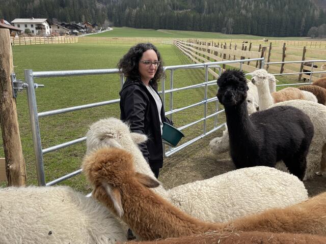 Michelle Kaufmann inmitten ihrer Herde. Für die Fütterung sind rein sie und Franz Friedam zuständig. | Foto: Kern