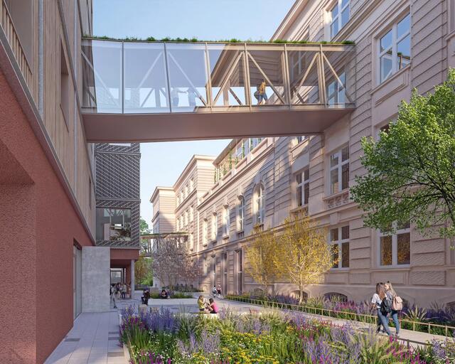 Um einen sicheren Wechsel zwischen dem neuen und dem alten Standort zu gewährleisten, wird ein Übergang errichtet.  | Foto: Visualisierung/klammerzeleny