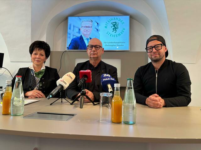 Anna Seitinger, Michael Lehofer und Robert Buchberger unterstützen mit der Plattform "Miteinander Steiermark" den amtierenden ÖVP-Landeshauptmann Christopher Drexler bei der kommenden Landtagswahl. | Foto: MeinBezirk