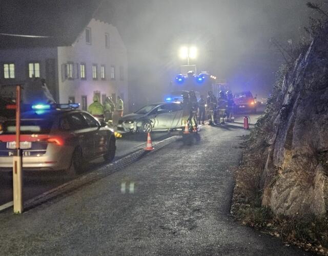 Aus noch ungeklärter Ursache geriet eine 17-jährige Flachgauerin Donnerstagabend auf der Wiener Straße im Gemeindegebiet von Henndorf mit ihrem Pkw auf die Gegenfahrbahn. | Foto: Freiwillige Feuerwehr Henndorf