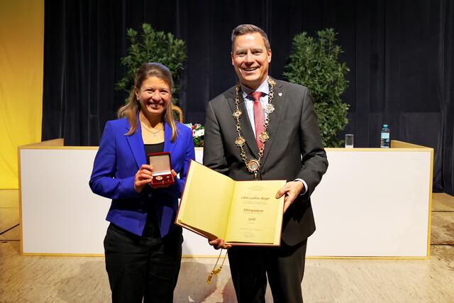 Chris Cathrin Berger und Christoph Kaufmann. | Foto: Stadtgemeinde Klosterneuburg/Lutz