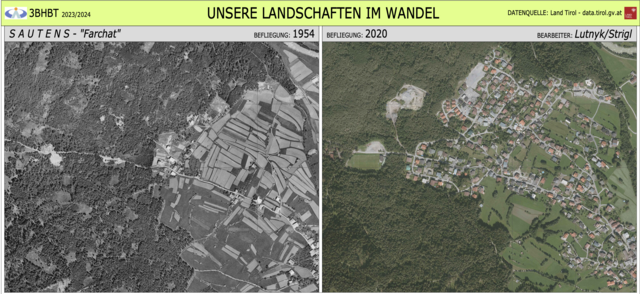 Spannend beispielsweise die Entwicklung von Sautens in den letzten 70 Jahren.