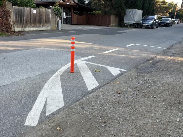 Markierungen wie diese sollen den Verkehr in den Seitenstraßen beruhigen.  | Foto: MeinBezirk