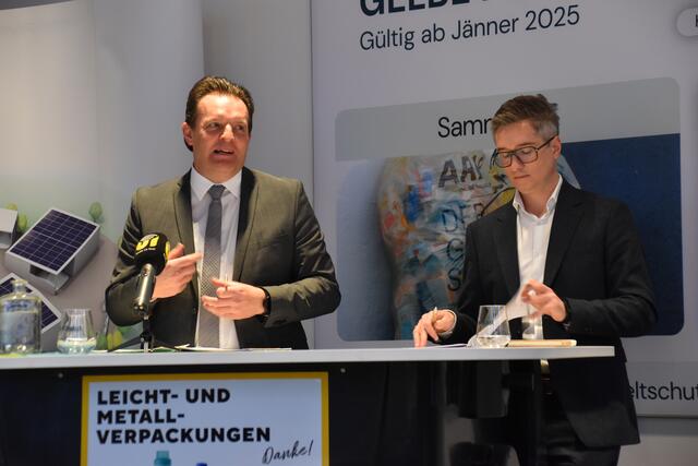 LR René Zumtobel und Simon Parth, Geschäftsführer EWP Recycling Pfand Österreich gGmbH.