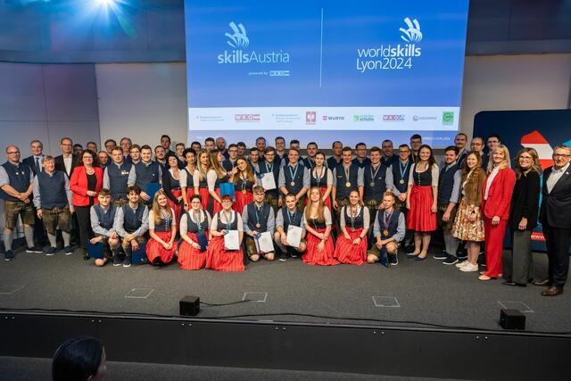 Das Berufsnationalteam 2024 wurde vor Ort würdig gefeiert. | Foto: SkillsAustria/Barbara Lachner