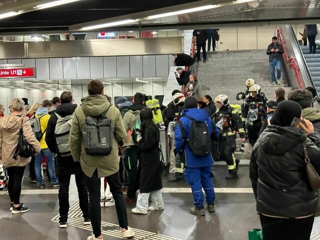 Feuerwehrkräfte bahnten sich ihren Weg durch die Fahrgäste. | Foto: Martin Baumgartner/MeinBezirk
