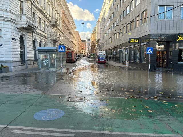 Teile des Rings stehen unter Wasser. | Foto: Fabian Franz/MeinBezirk Wien