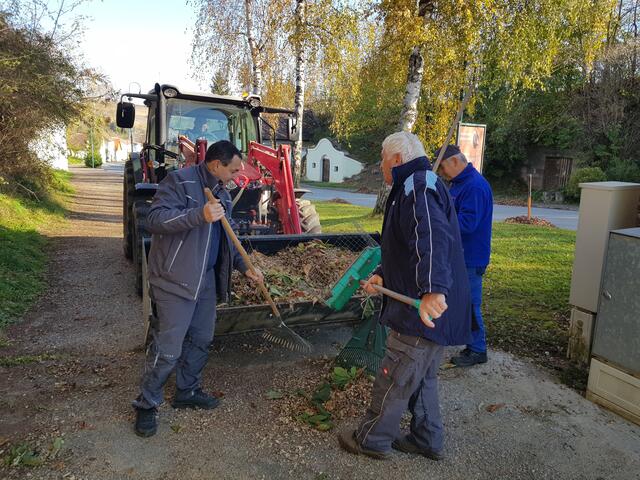 Zwei große Anhänger mit Laub und Geäst kamen beim „Lawa rama“ in Eichenbrunn zusammen. Josef Schöfmann, Erwin Bauersima und Josef Krickl. | Foto: VSV Eichenbrunn