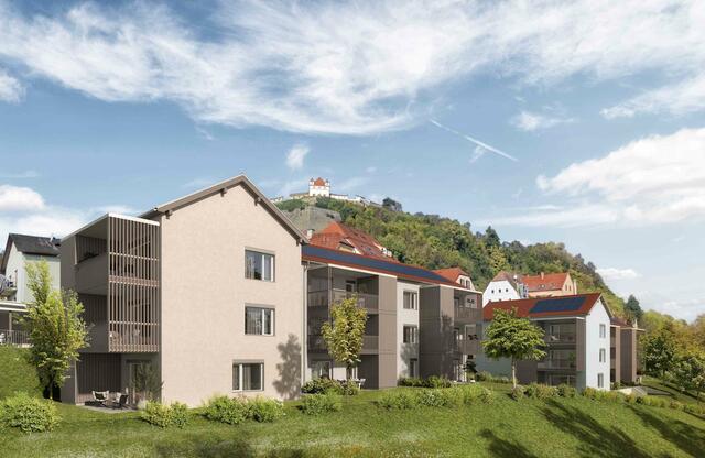 Jede Wohnung verfügt entweder über einen Garten oder über einen Balkon. | Foto: ht-vis