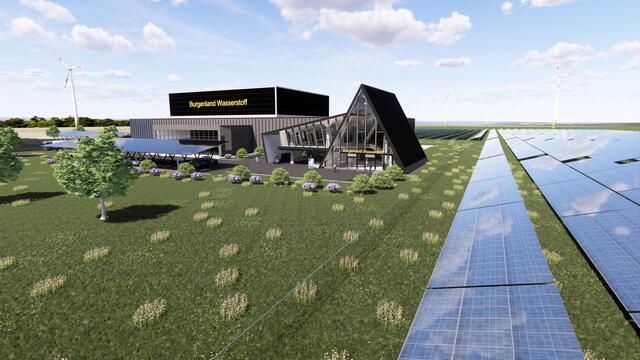 Animation des geplanten Wasserstoff-Projektes im Raum Zurndorf. Die Projektgegner gehen nun in Revision.  | Foto: Burgenland Energie