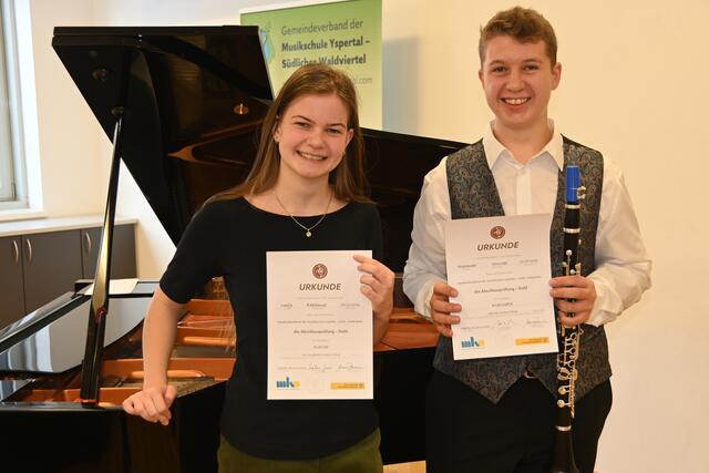 Nadja Edelbauer (Klavier) aus Hofamt Priel und Alexander Wurzer (Klarinette) aus Münichreith | Foto: Musikschule Yspertal
