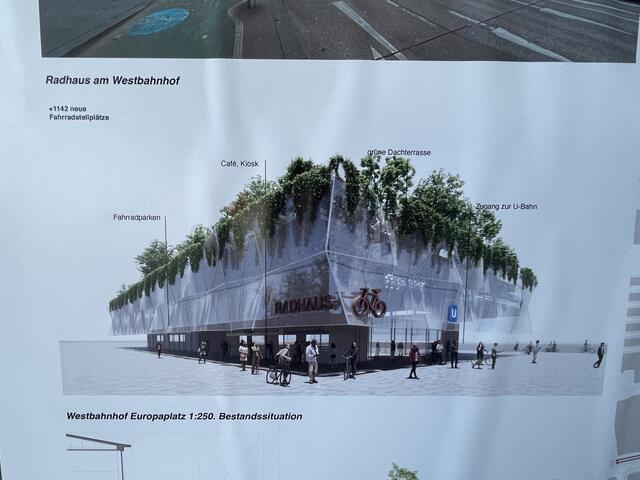 Das "Radhaus" beim Westbahnhof soll Platz für bis zu 1.100 Fahrräder bieten. | Foto: Barbara Schuster/MeinBezirk
