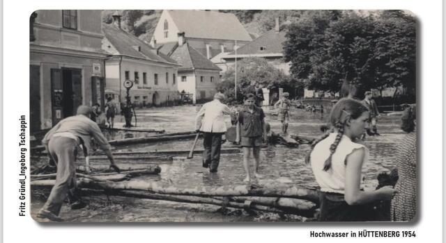 Hochwasser in Hüttenberg 1954, Foto Fritz Gründl_Ingeborg Tschapin