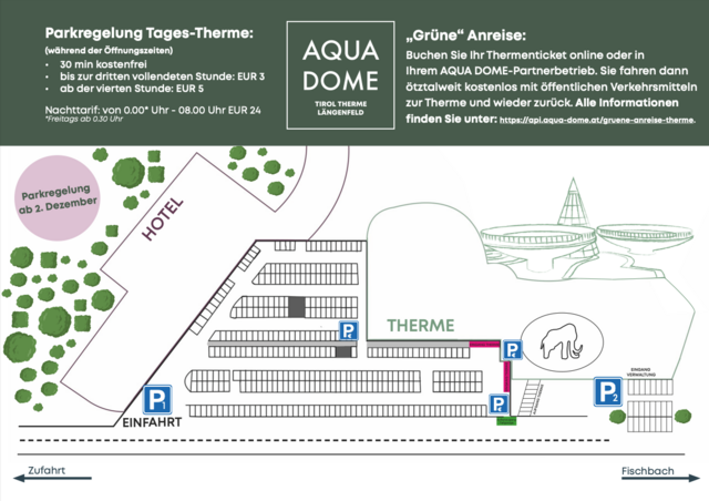 Mit Anfang Dezember setzt der AQUA DOME in Längenfeld auf ein neues Parkraum-Management.