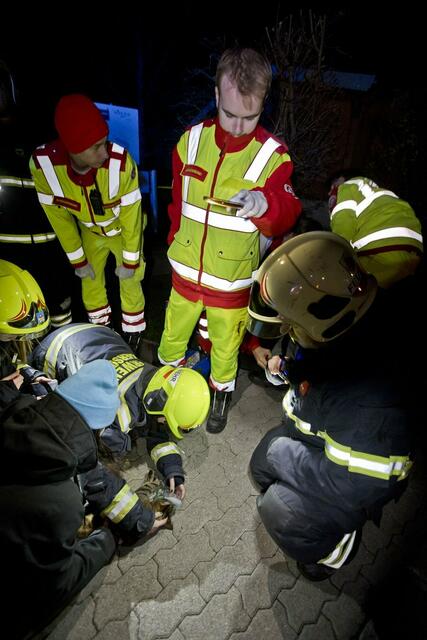 Die Katze wurde gerettet und dann in eine Tierklinik gebracht. | Foto: BFKDO BADEN / Stefan Schneider