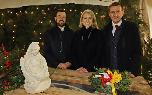 Barbarafeier beim Pumpspeicherkraftwerk Ebensee (v.l.n.r.): CTO Alexander Kirchner, Tunnelpatin LH-Stv. Christine Haberlander und Energie AG-Aufsichtsratsvorsitzender Markus Achleitner. | Foto: Energie AG 