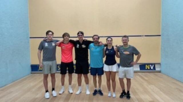Arseniy Maltsev, Ivan Kochetov, Johannes Zimmermann, Jakob Dirnberger, Gioia D'Alonzo, Erich Streit | Foto: Squash Union Mödling