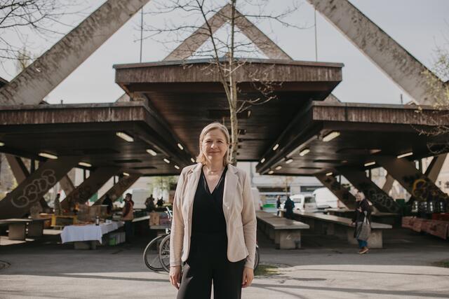 Zeigt sich mit der Höhe der Förderung des Bundesdenkmalamtes für die Neuerrichtung der Markthalle am Hofbauerplatz zufrieden: Vizebürgermeisterin Judith Schwentner (Grüne). | Foto: Marusa Puhek