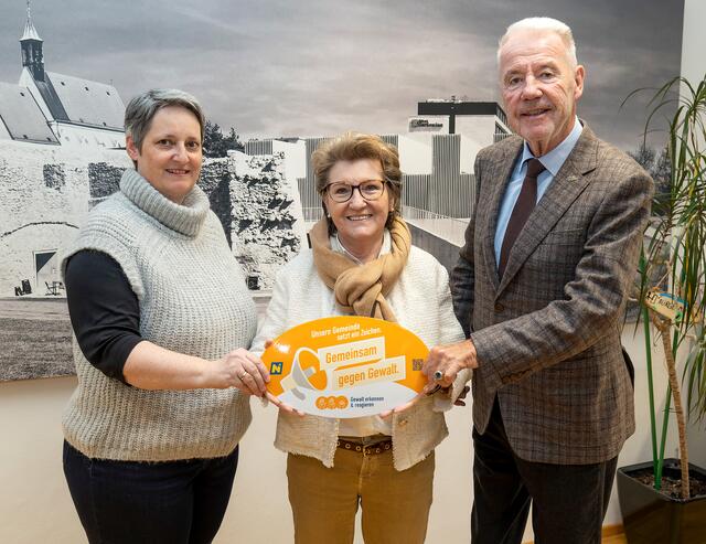 Claudia Auer-Deutsch (Gruppenleiterin Sozialservice), Frauenstadträtin Erika Buchinger und Bürgermeister Klaus Schneeberger. | Foto: Stadt Wiener Neustadt/Weller