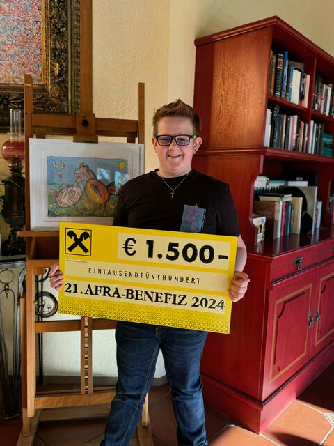 Stecher-Enkel Julian Thurner legte mit dem Verkauf seiner eigenen Lithografie beeindruckende 1.500 Euro obendrauf. | Foto: Stecher
