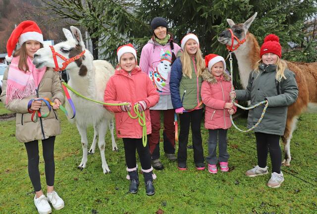 Die sanften Lamas von Christiane Heissl werden von den jüngsten Besuchern des Marktes herzlich umarmt. | Foto: Hörmandinger