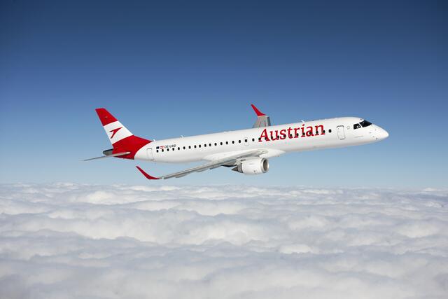 Eine Embraer E195 musste kurz vor Lyon abdrehen und retour nach Wien. | Foto: Austrian Airlines/Dietmar Schreiber