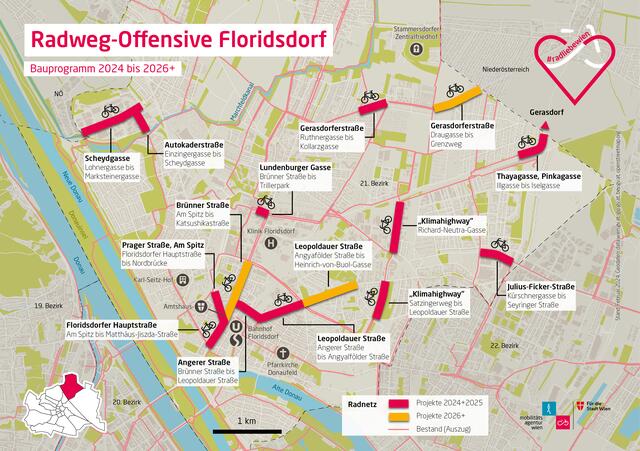 Mit der Radweg-Offensive Floridsdorf ist so einiges für den Bezirk geplant. | Foto: Mobilitätsagentur/Zoom
