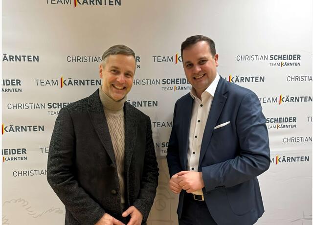 Patrick Jonke (rechts) wird neuer Vizebürgermeister von Klagenfurt. Michael Gussnig (links) folgt ihm als Klubobmann des Team Kärnten nach.  | Foto: Team Kärnten