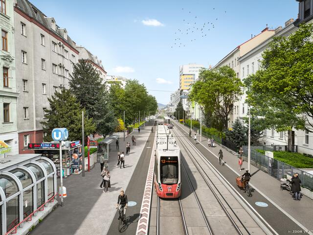 Bei der Vorgartenstraße kann man künftig von der Linie 12 in die U1 oder die Busse 11A und 11B umsteigen. | Foto: ZOOMVP/Stadt Wien (Rendering)