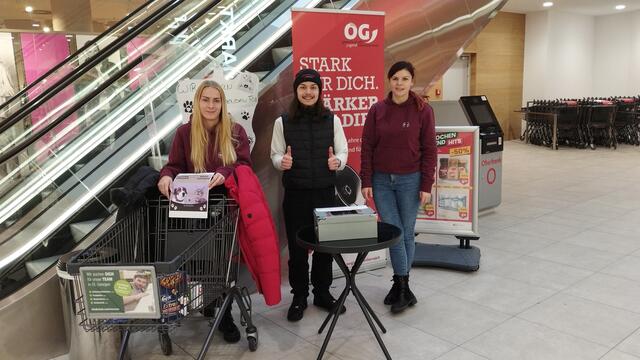Mit einem Stand im M-Center sammelten die Jugendlichen Futter- und Sachspenden | Foto: JCUV