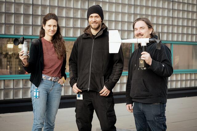 Katharina Kloibhofer (Projektleitung), Julian Rössler und Manuel Peidelstein (beide: technische Umsetzung).
 | Foto: Grand Garage