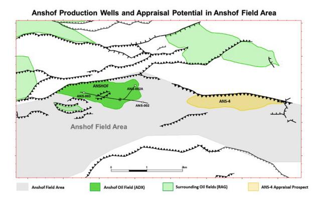 Anshof-Produktionsbohrungen ANS-2 und ANS-3 und Erkundungspotenzial ANS-4. | Foto: ADX Energy