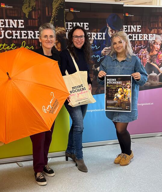 Präsentation der Image-Kampagne "Meine Bücherei": Eveline Rabold, Silke Rois (Erste Vorsitzende der Bibliotheken Burgenland) und Nina Weiss (Abteilung sieben, Amt der Burgenländischen Landesregierung, Bibliotheksservice) | Foto: Landesverband Bibliotheken Burgenland