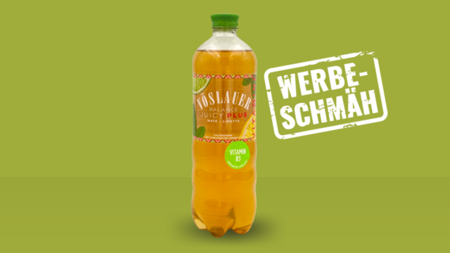 Die Abstimmung ist beendet und das Vöslauer Balance Juicy Plus Mate-Limette zum Werbeschmäh des Jahres 2024 gewählt.  | Foto: foodwatch Österreich
