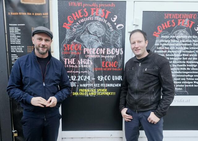 Hannes Hecher, der Obmann des Vereins zur Förderung von Rock- und Alternativmusik und StR Christoph Gräfling laden zum "Rohen Fest". | Foto: Privat