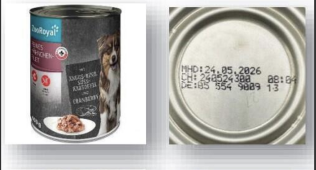 Der Hersteller ruft wegen möglichen Glasscherben ZooRoyal Alleinfuttermittel für Hunde zurück. | Foto: The Petfood Company GmbH