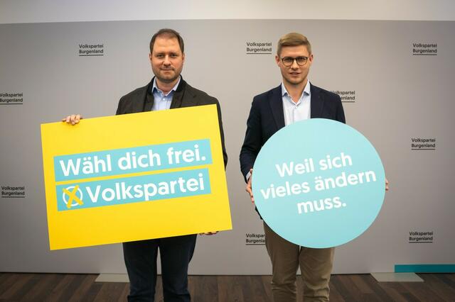 (v.l.) Landesparteiobmann Christian Sagartz und Landesgeschäftsführer Patrik Fazekas | Foto: Volkspartei Burgenland