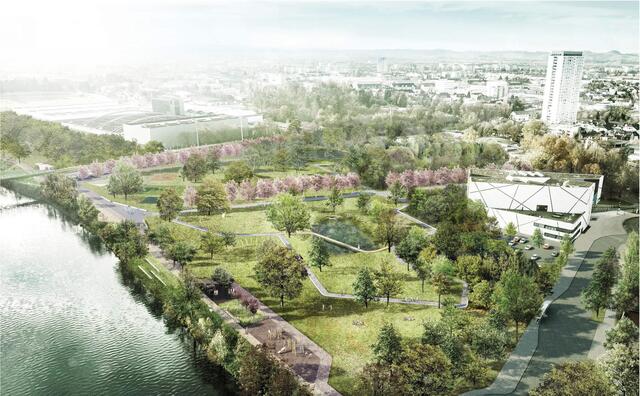 In 2025 beginnt das Projekt "Neuer Volksgarten" mit dem Abbruch der alten Messehallen. | Foto: Yewo Landscapes GmbH