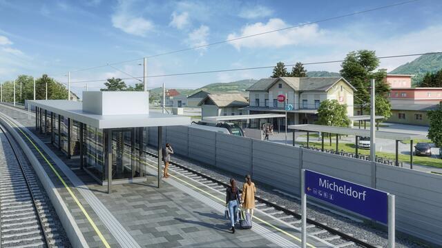 Der Bahnhof Micheldorf wird komplett umgebaut und soll künftig wie auf der Visualisierung aussehen. | Foto: ÖBB