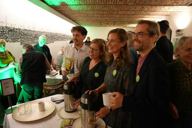 Beim Wahlkampfauftakt der Grünen: Philip Juranich, Leonore Gewessler, Anja Haider-Wallner, Wolfgang Spitzmüller | Foto: Grüne Burgenland