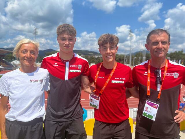 Uschi Bredlinger, Max Baxa, Markus Locsmandy, Peter Böhm bei der U18-EM  | Foto: ÖLV