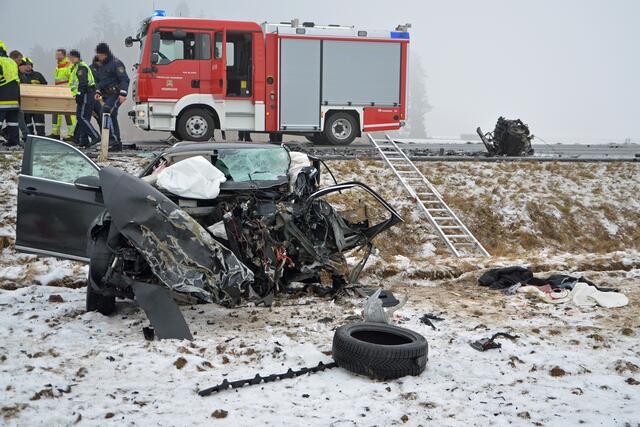 Die Fahrzeuglenker verstarben noch an der Unfallstelle. | Foto: BFK WT / St. Mayer