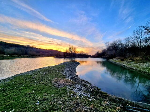 Abendstimmung 🌅 am Donau-Altarm in Wallsee  | Foto: Sabine Holler-Mondl 