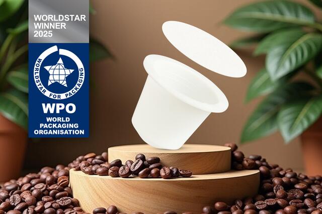 Die preisgekrönten, heimkompostierbaren Kaffeekapseln wurden mit dem WorldStar Packaging Award 2025 ausgezeichnet.
 | Foto: Greiner Packaging
